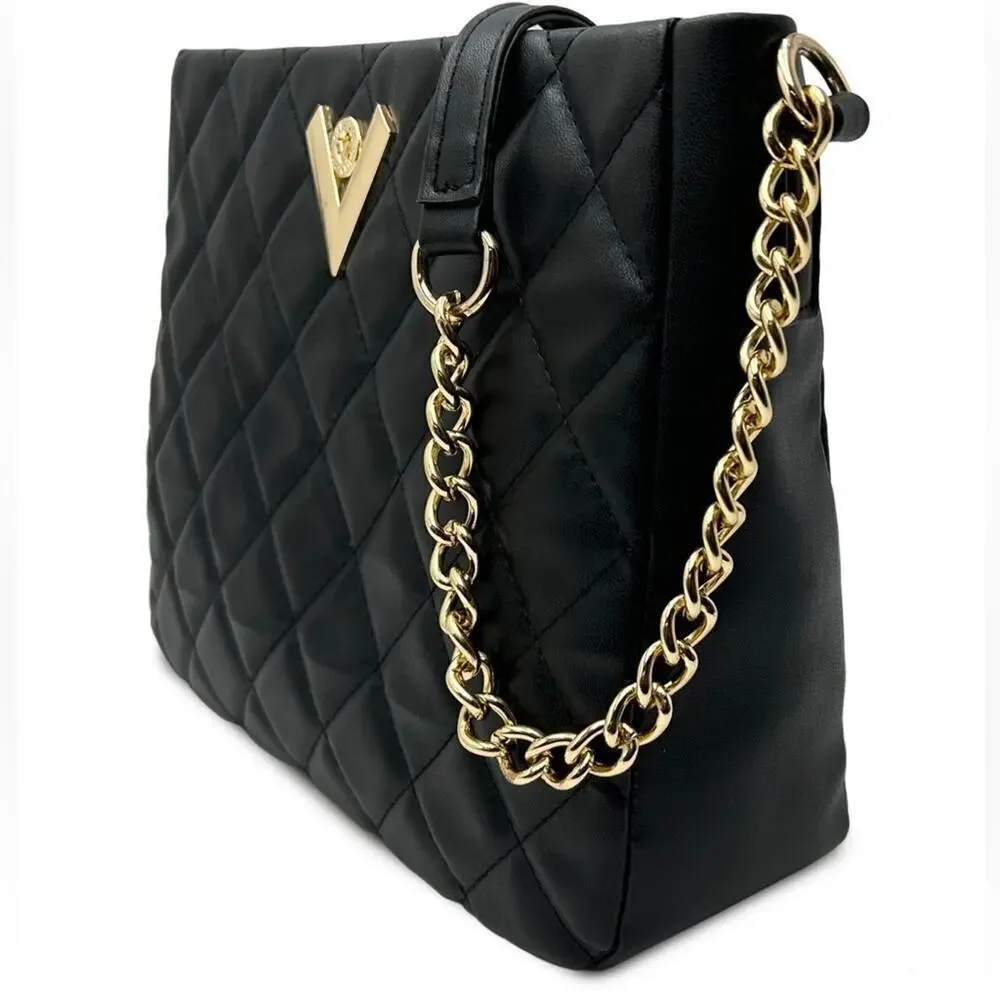 Valentino Orlandi Black Quilted Chain Shoulder Bag